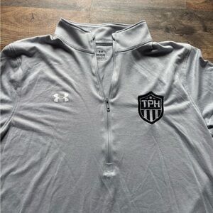 Under Armour Light Gray Quarter-Zip Performance Pullover with TPH Crest